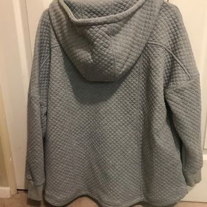 Full zip quilted hooded jacket.